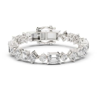 20.07CTW Multi-Shape Mixed Diamond Tennis Bracelet | Yellow Gold