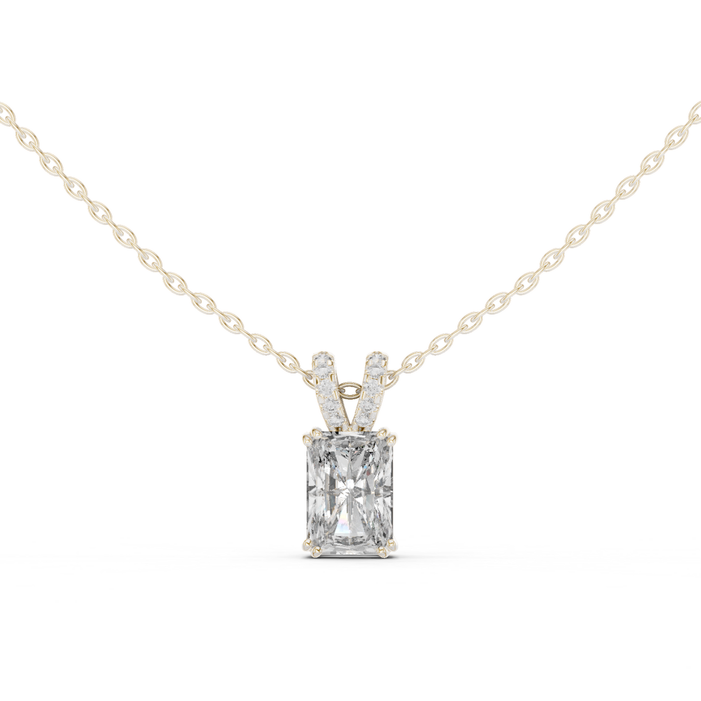 2.14CTW Radiant Elegance:Diamond Pendant in Yellow Gold