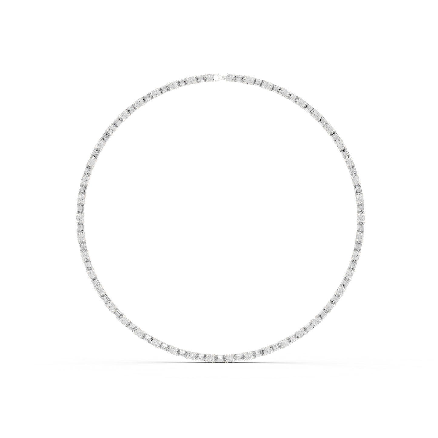 18.45ctw Solid Gold Emerald & Round Diamond Alternating Tennis Choker