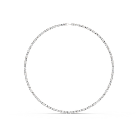 18.45ctw Solid Gold Emerald & Round Diamond Alternating Tennis Choker