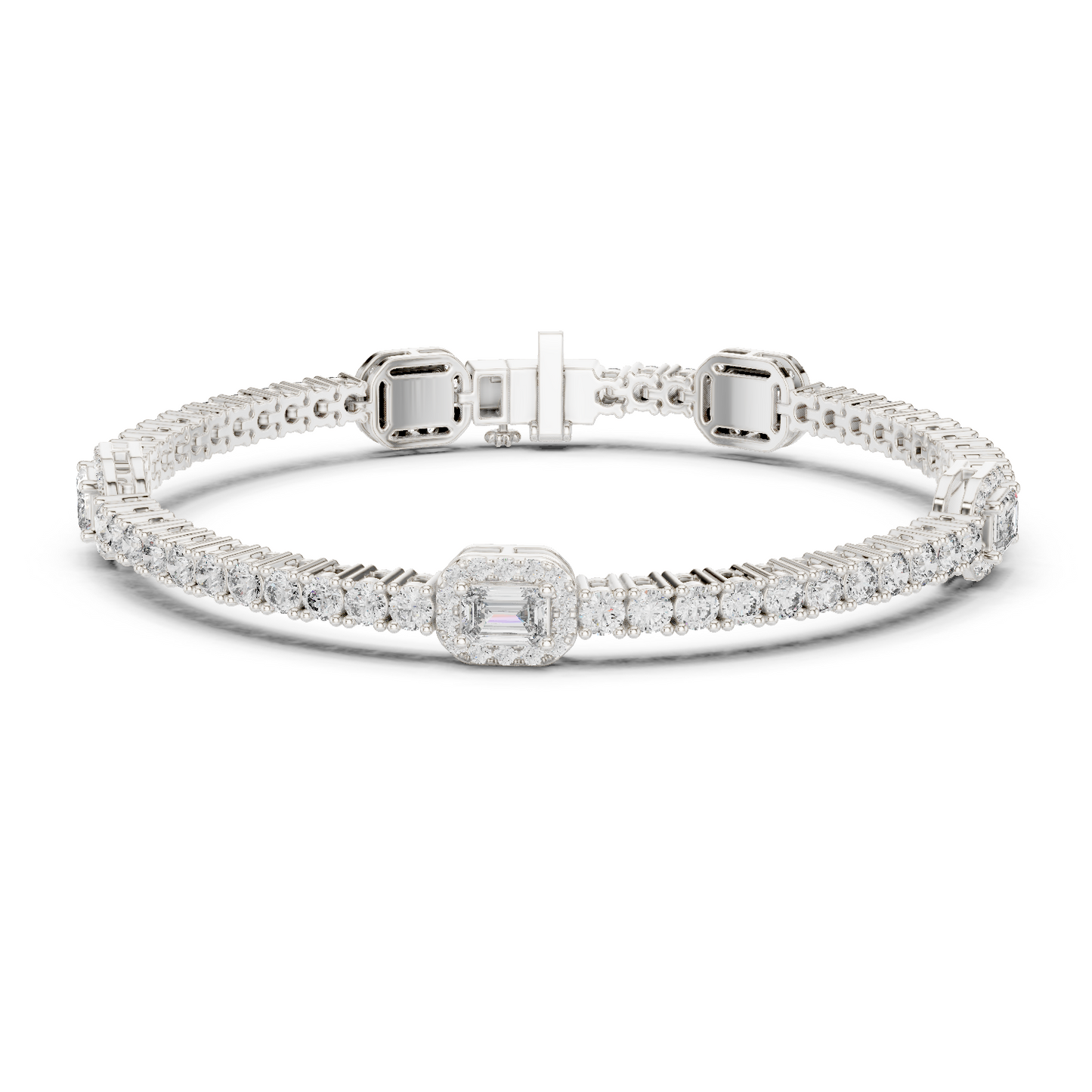 5.28CTW Yellow Gold Emerald Cut Diamond Halo Tennis Bracelet