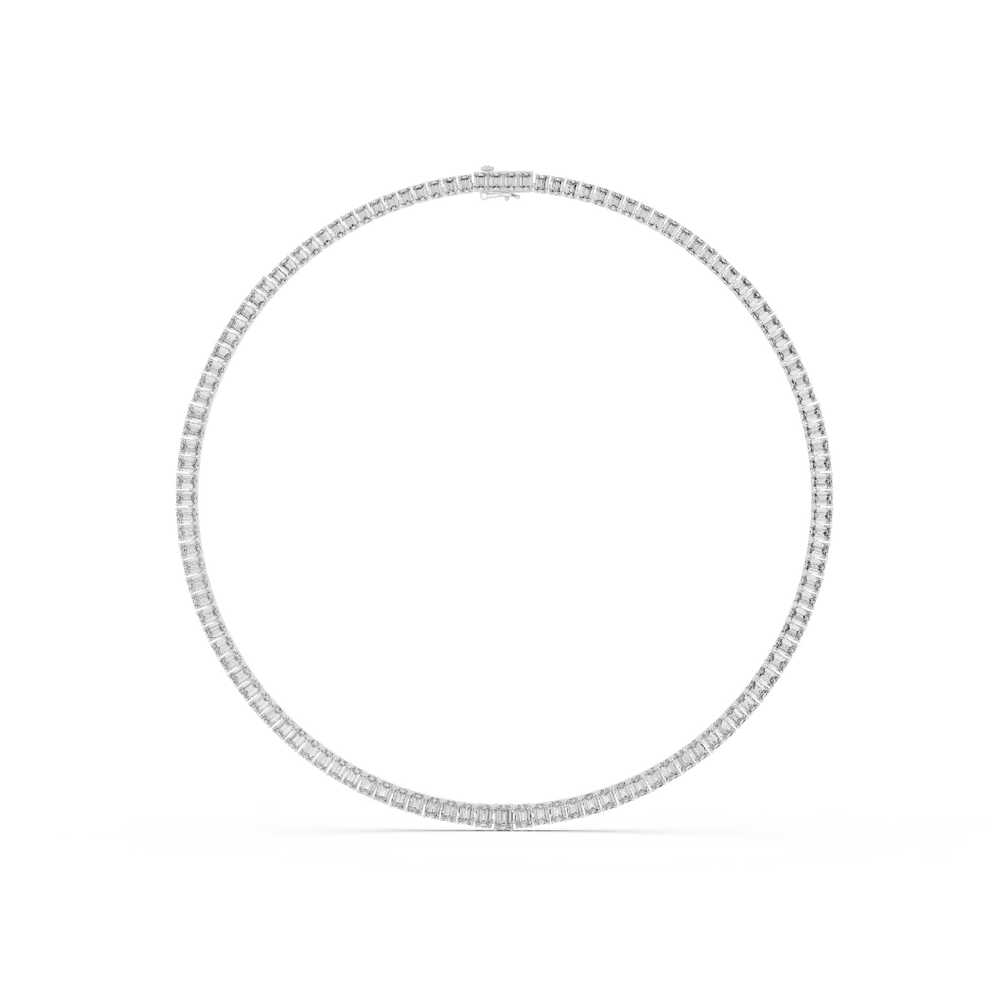 24.06ctw Yellow Gold Graduated Emerald Cut Diamond Tennis Necklace