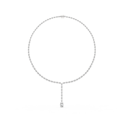 Luminous Grace: Oval-Cut Diamond Lariat Tennis Necklace in Gold