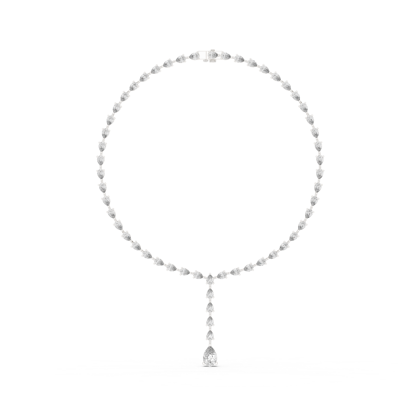 22.98ctw Solid Gold Pear Cut Diamond Tennis Y-Necklace Lariat Choker