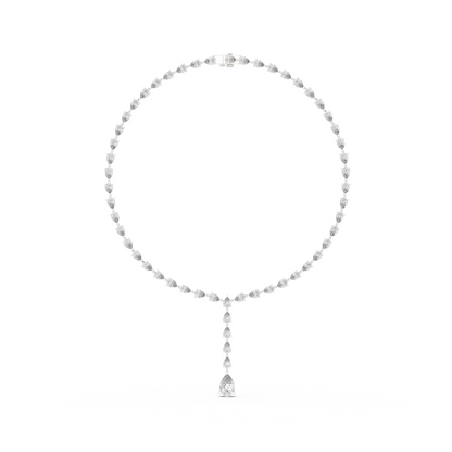 22.98ctw Solid Gold Pear Cut Diamond Tennis Y-Necklace Lariat Choker