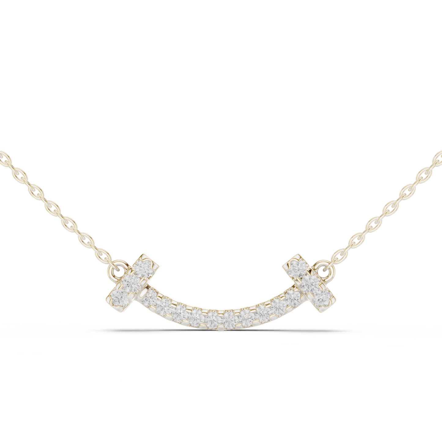 Sparkling Diamond Curved Smile Pendant in Yellow Gold- 0.38CTW Pavé-Set