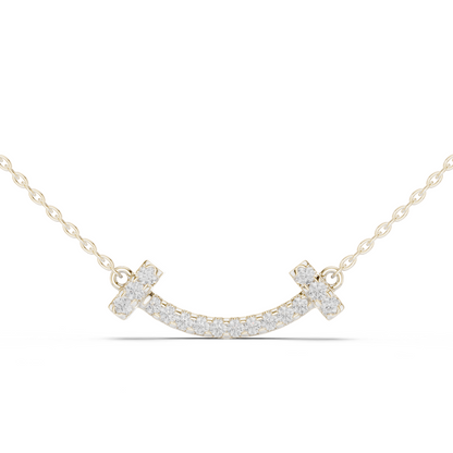 Sparkling Diamond Curved Smile Pendant in Yellow Gold- 0.38CTW Pavé-Set