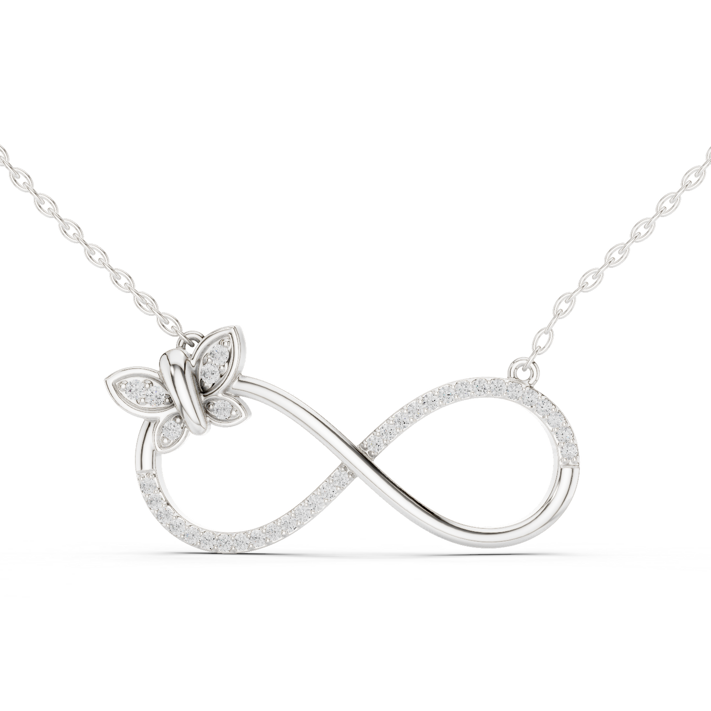 Butterfly Infinity Pendant in Yellow Gold - 0.25CTW Pavé Diamonds