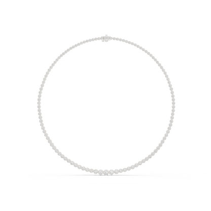 11.01ctw Yellow Gold Bezel Set Graduated Round Cut Tennis Necklace