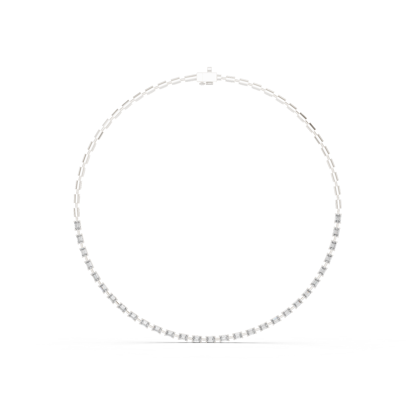 Yellow Gold Emerald Cut Diamond Tennis Choker Necklace 3.35ctw