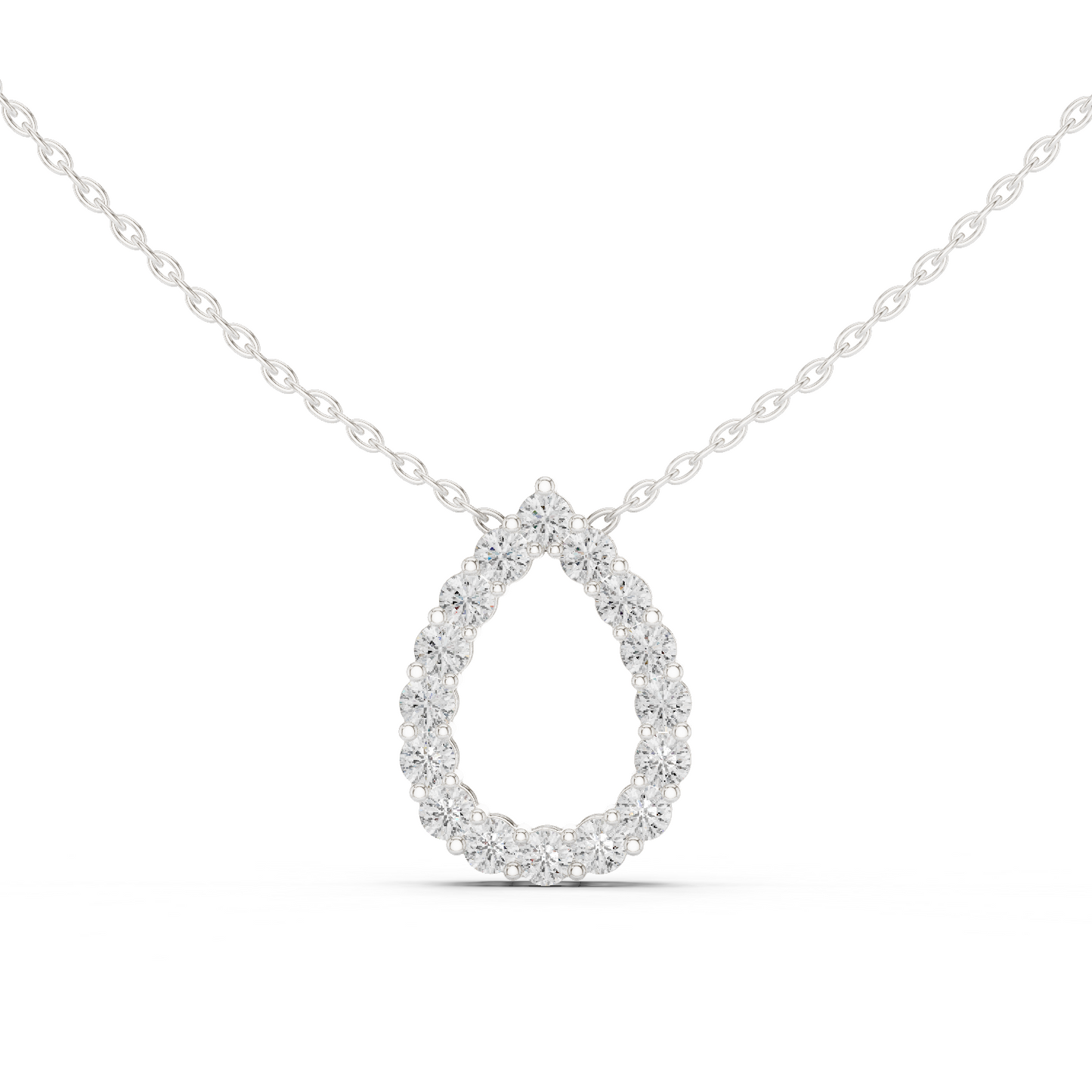 1.04ctw Solid Gold Open Teardrop Pear Halo Diamond Pendant