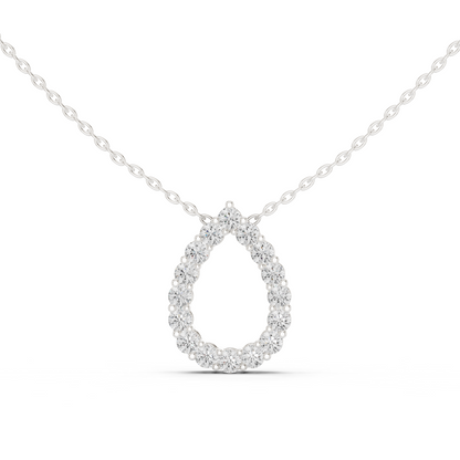 1.04ctw Solid Gold Open Teardrop Pear Halo Diamond Pendant