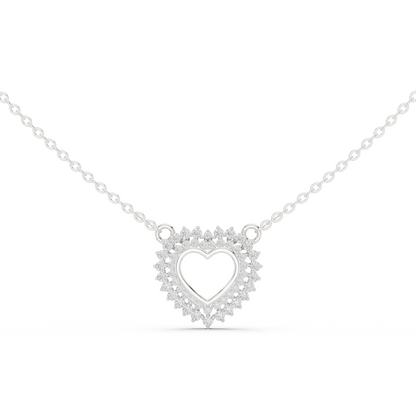 0.38ctw Solid Gold Double Halo Open Heart Pendant Diamond Accent