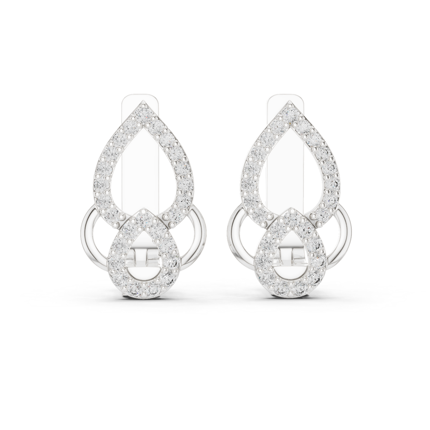 0.36CTW Open Teardrop Vintage Diamond Hoop Earrings in Yellow Gold