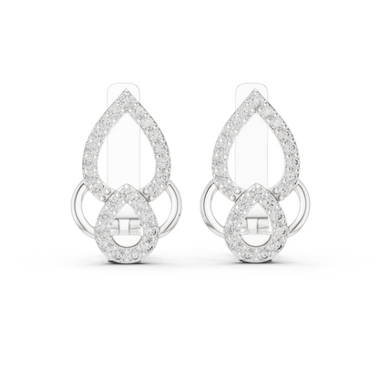 0.36CTW Open Teardrop Vintage Diamond Hoop Earrings in Yellow Gold