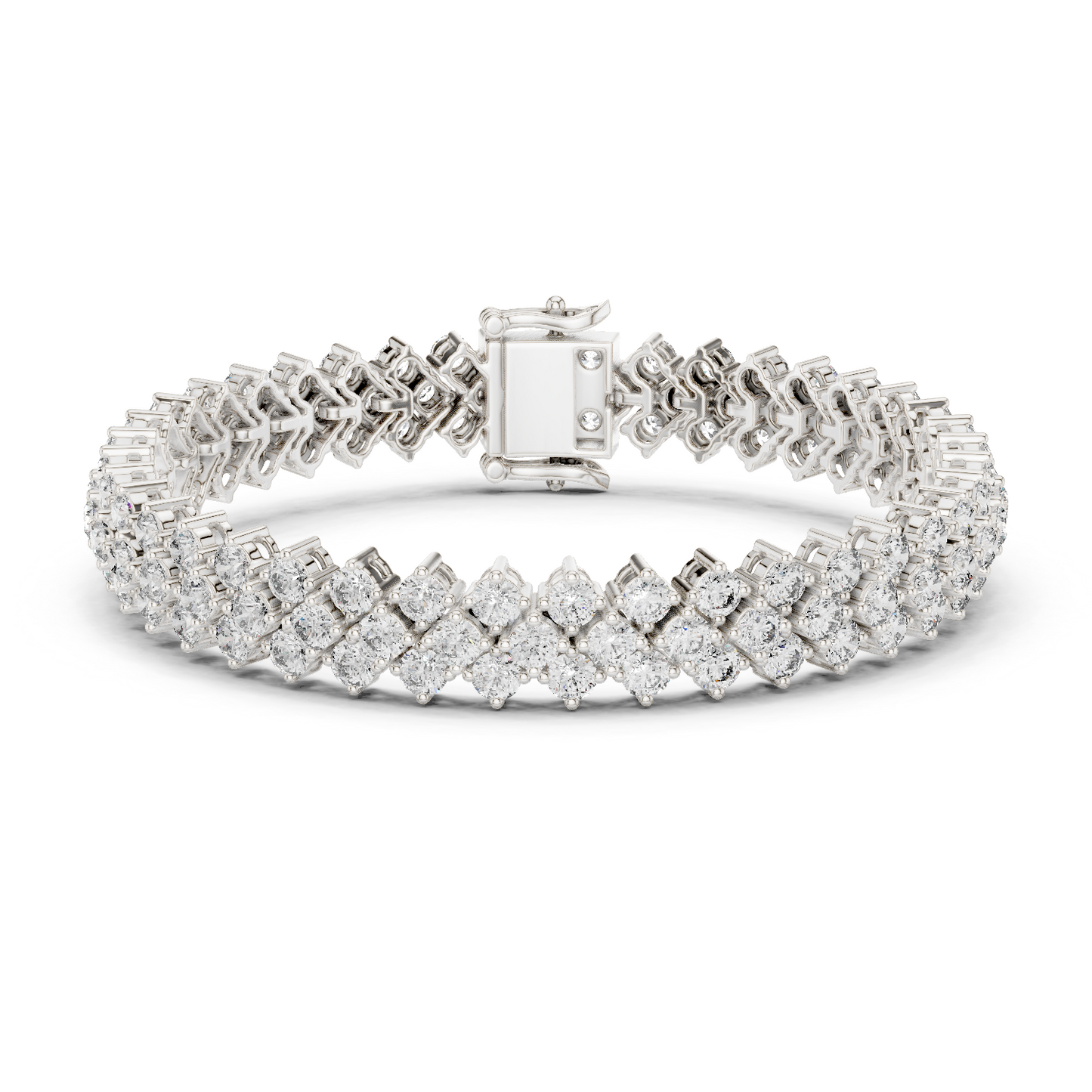 Grand Radiance: Yellow Gold Double-Row Diamond Chevron Bracelet