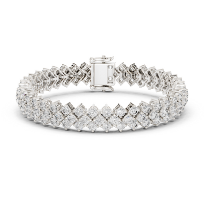 Grand Radiance: Yellow Gold Double-Row Diamond Chevron Bracelet