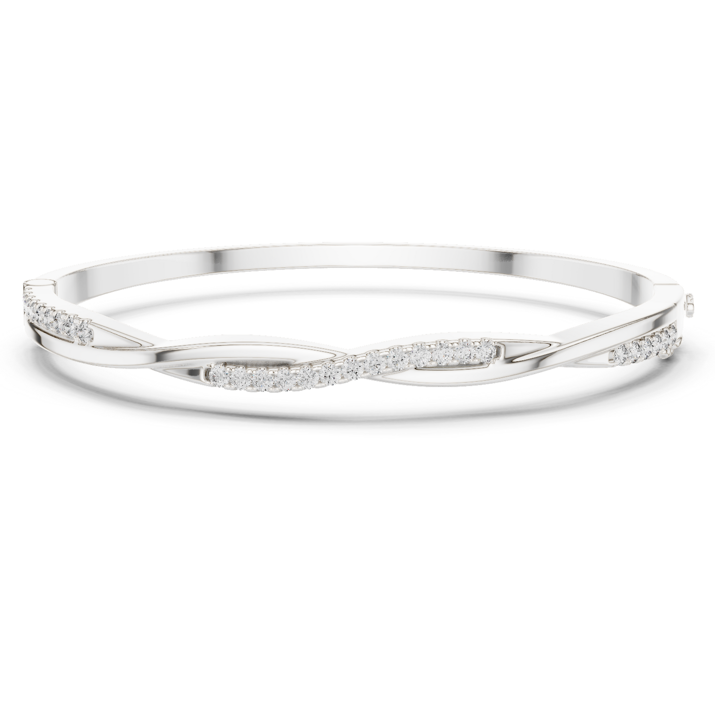 0.7CTW Twisted Wave Pavé Diamond Bangle in Yellow Gold