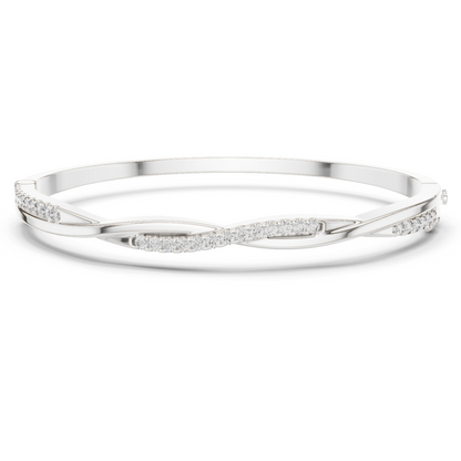 0.7CTW Twisted Wave Pavé Diamond Bangle in Yellow Gold