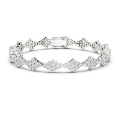 5.76CTW Round Diamond Rhombus Cluster Bracelet | Solid Gold