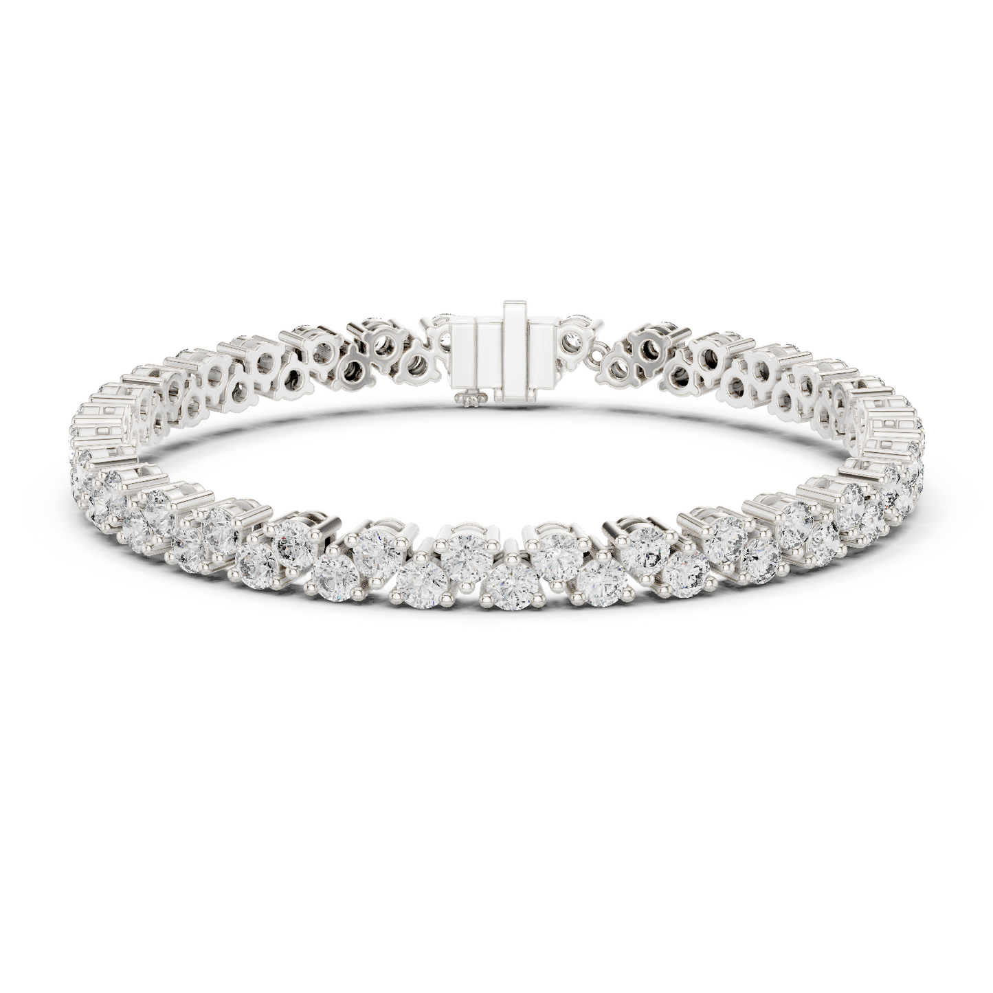 6.2CTW Two-Row Round Diamond Zigzag Tennis Bracelet | Yellow Gold