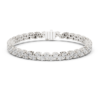 6.2CTW Two-Row Round Diamond Zigzag Tennis Bracelet | Yellow Gold