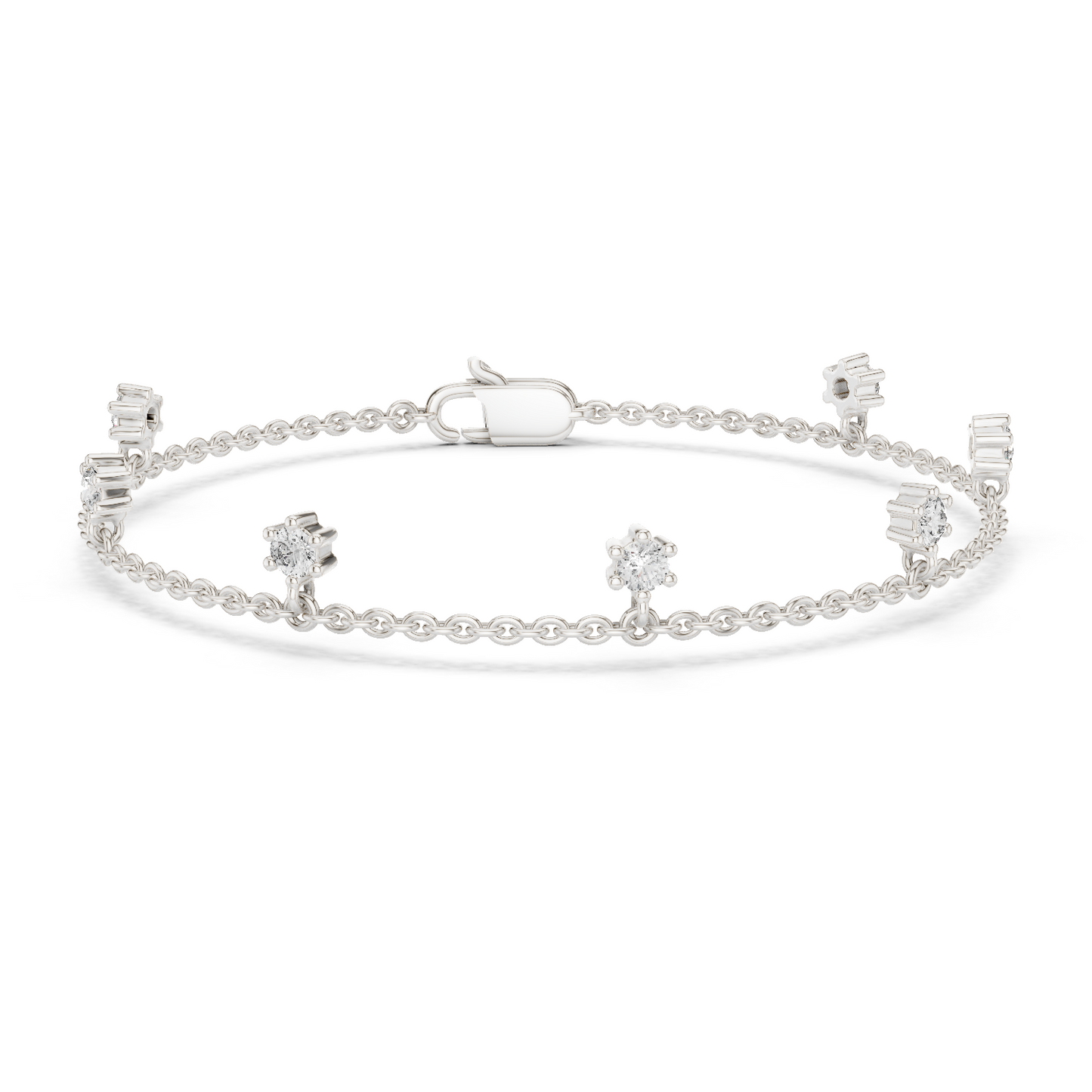 0.77ctw Round Diamond Dangle Charm Bracelet in Yellow Gold