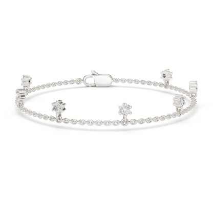 0.77ctw Round Diamond Dangle Charm Bracelet in Yellow Gold