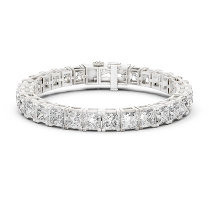 24.28CTW Princess Cut Diamond Box Link Bracelet in Yellow Gold