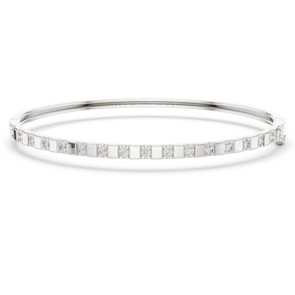0.51CTW Yellow Gold Diamond Bar Bangle Bracelet | Stackable Diamond Station Luxury
