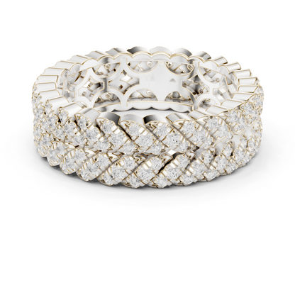 1.01ctw Round Diamond Woven Braided Link Ring - Solid Gold
