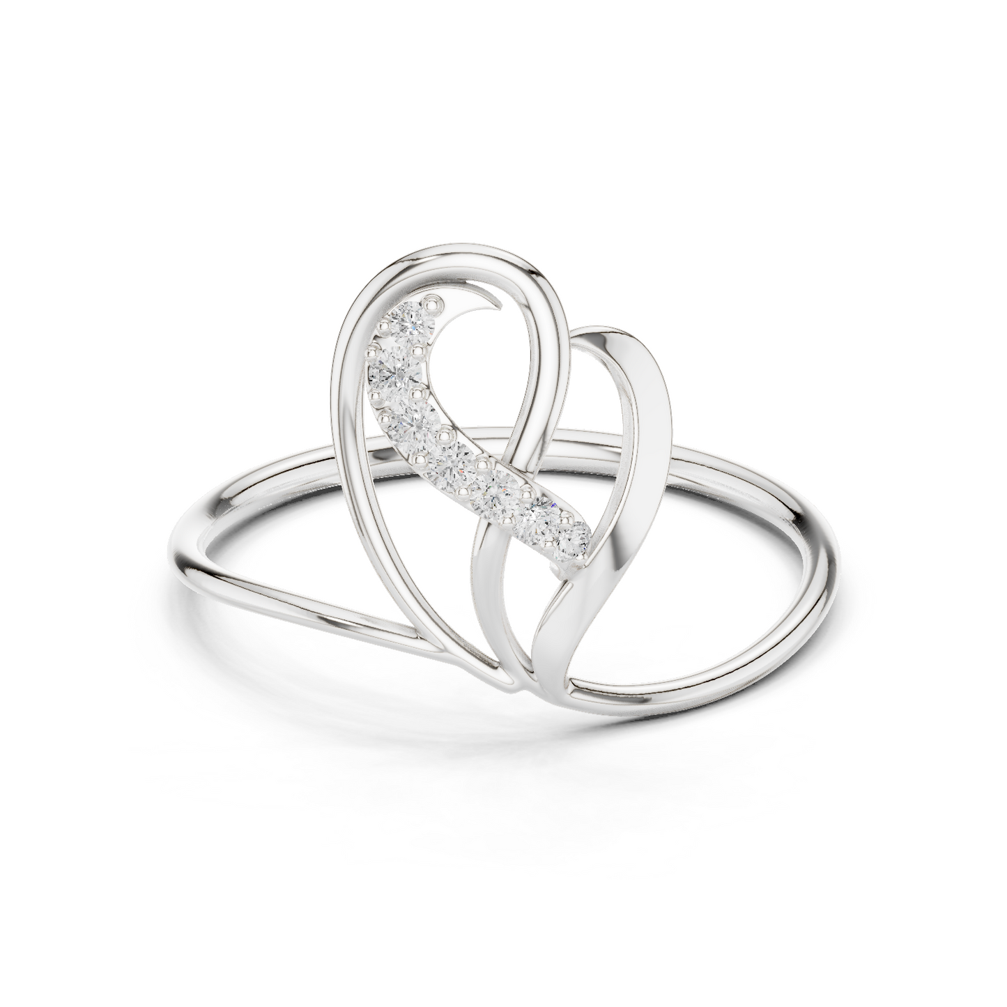 0.06 Carat Diamond Abstract Open Heart Ring | Yellow Gold