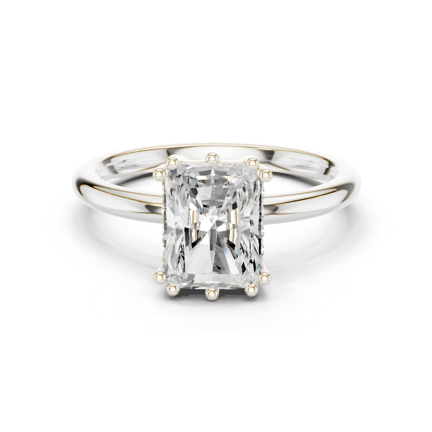 2.05ctw Radiant Cut Solitaire Ring with Hidden Halo | Yellow Gold