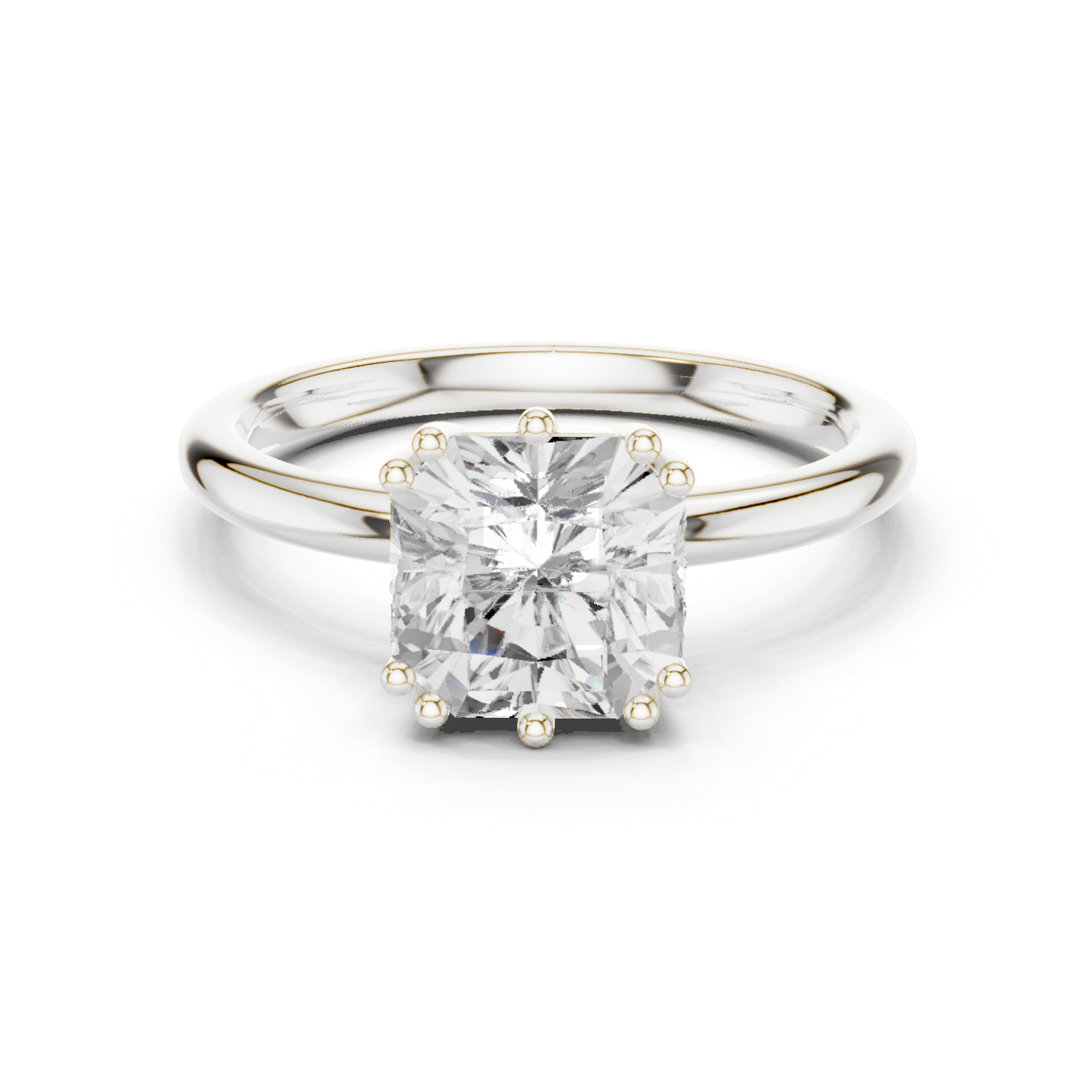 2.04ctw Asscher Cut Solitaire Ring with Hidden Halo | Yellow Gold