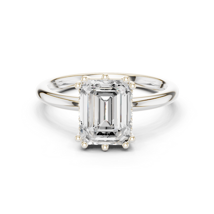 2.05ctw Emerald Cut Solitaire Ring with Hidden Halo | Yellow Gold