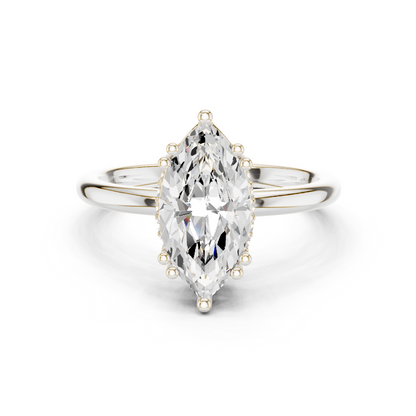 2.06ctw Marquise Cut Solitaire Ring with Hidden Halo | Yellow Gold