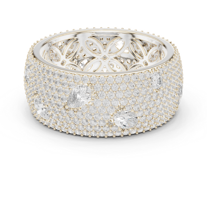 3.19ctw Mixed Cut Diamond Wide Honeycomb Pavé Statement Ring