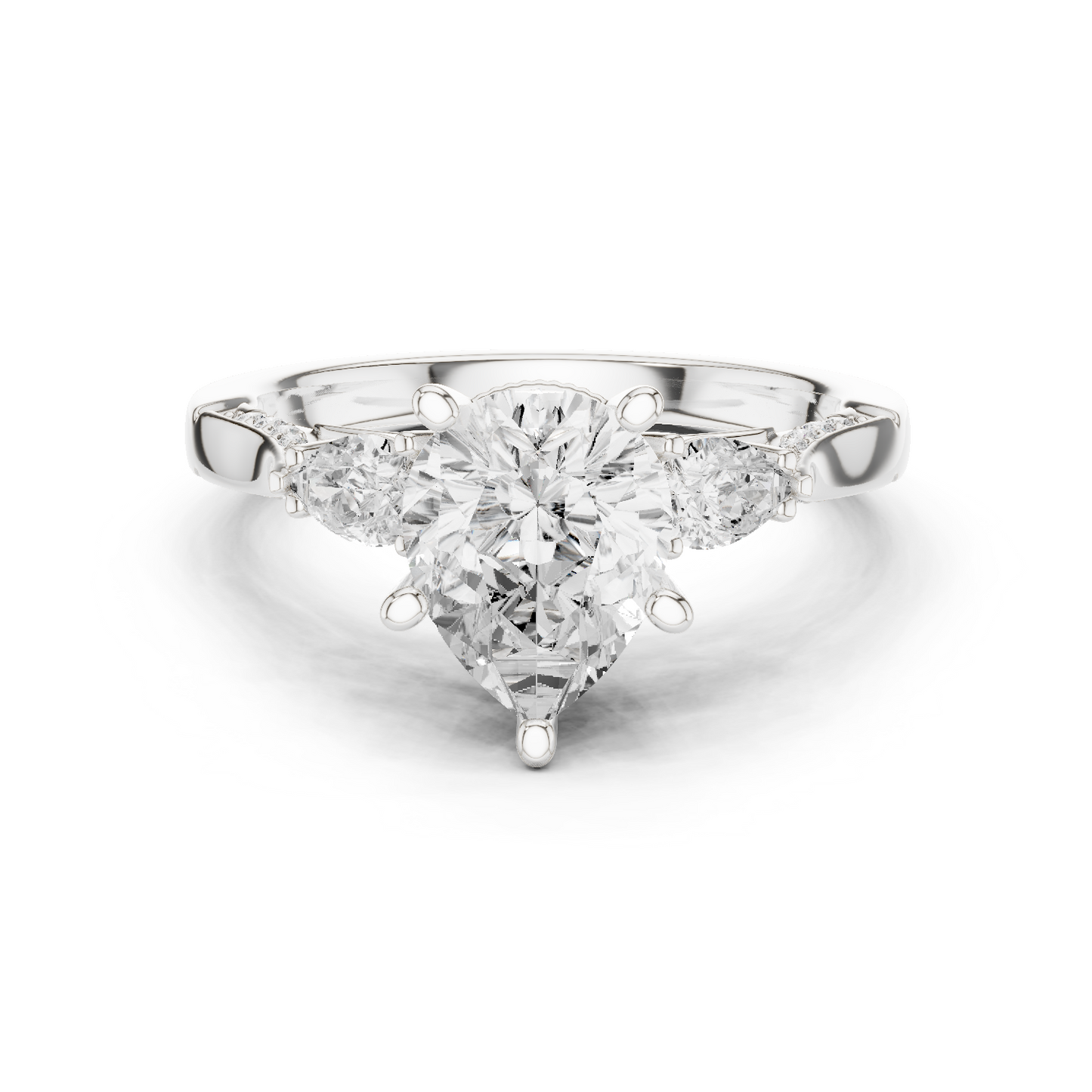 2.53ctw Pear-Cut Three-Stone Diamond Ring | Yellow Gold Pavé Band