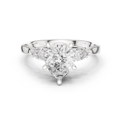 2.53ctw Pear-Cut Three-Stone Diamond Ring | Yellow Gold Pavé Band