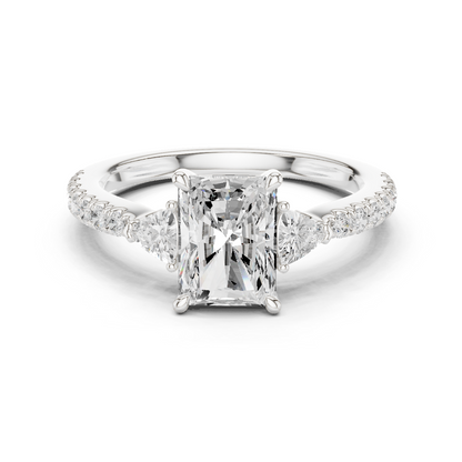 1.96ctw Radiant Shaped Diamond Three-Stone Engagement Ring in Yellow Gold