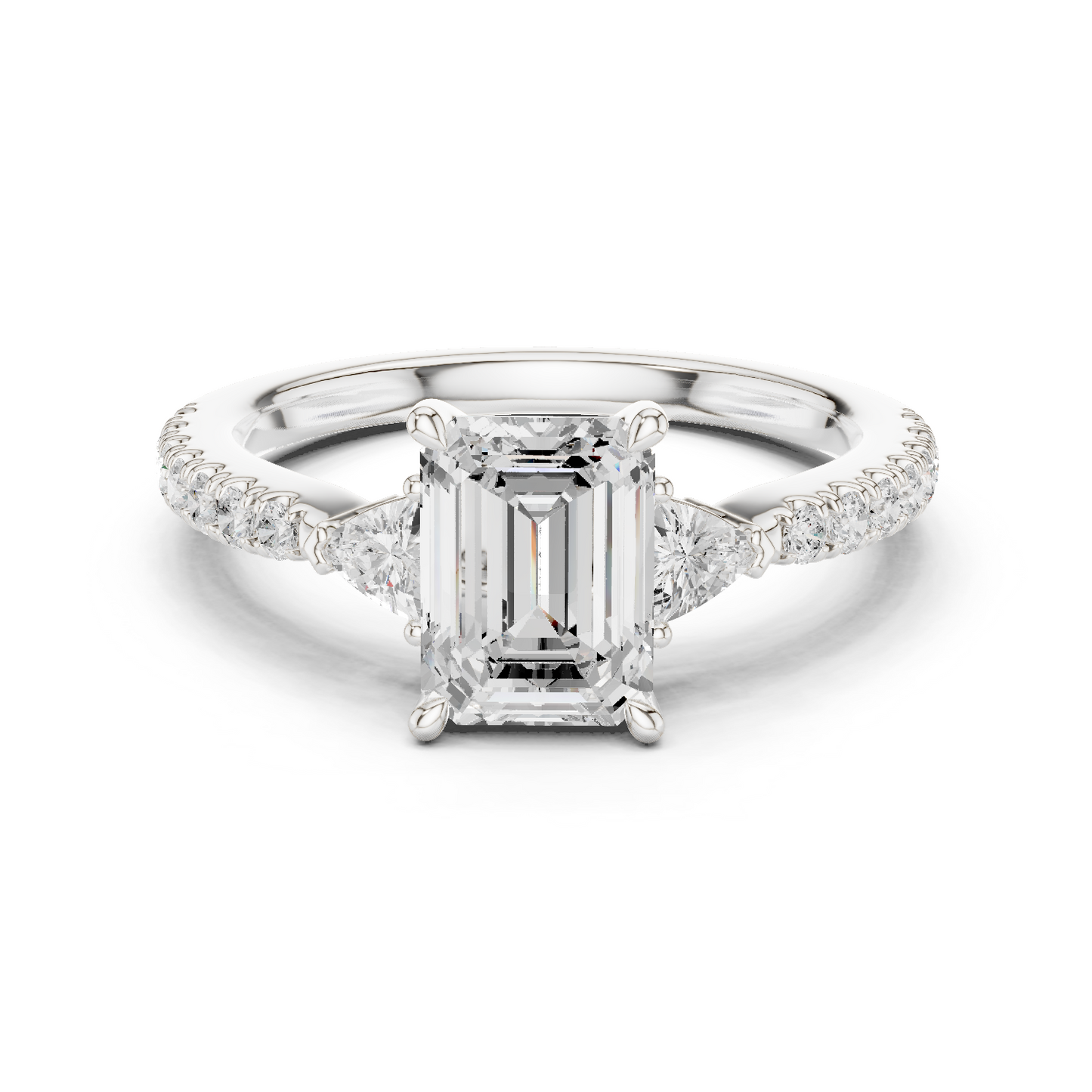 1.96ctw Emerald Cut Diamond Three-Stone Engagement Ring in Yellow Gold