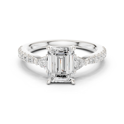 1.96ctw Emerald Cut Diamond Three-Stone Engagement Ring in Yellow Gold
