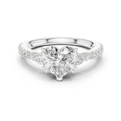 1.96ctw Heart Shaped Diamond Three-Stone Engagement Ring in Yellow Gold