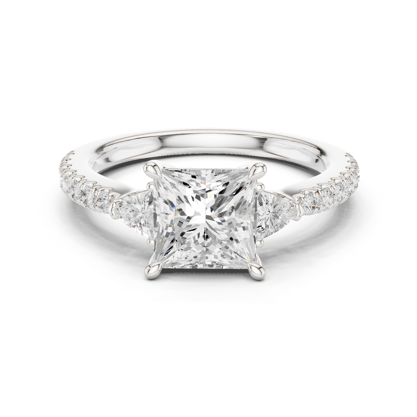 1.96ctw Princess Shaped Diamond Three-Stone Engagement Ring in Yellow Gold