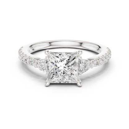 1.96ctw Princess Shaped Diamond Three-Stone Engagement Ring in Yellow Gold