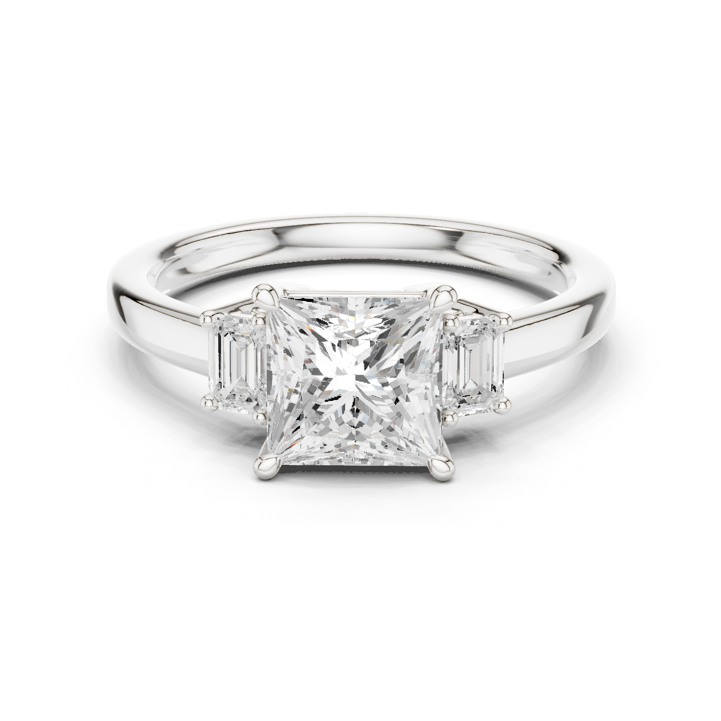1.70ctw Princess & Emerald Shaped Diamond Three-Stone Engagement Ring in Yellow Gold