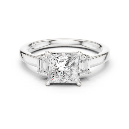 1.70ctw Princess & Emerald Shaped Diamond Three-Stone Engagement Ring in Yellow Gold