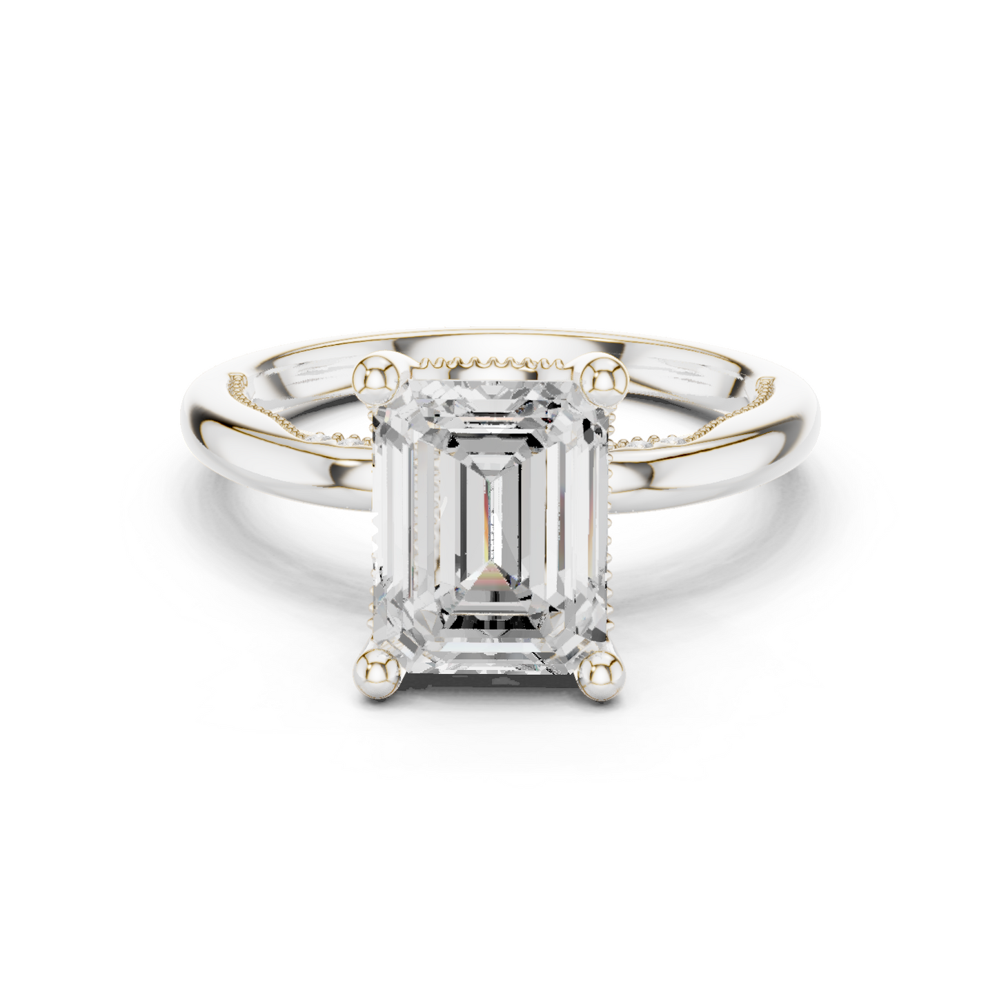 2.63ctw Emerald-Cut Diamond Solitaire Hidden Halo Engagement Ring | Solid Gold