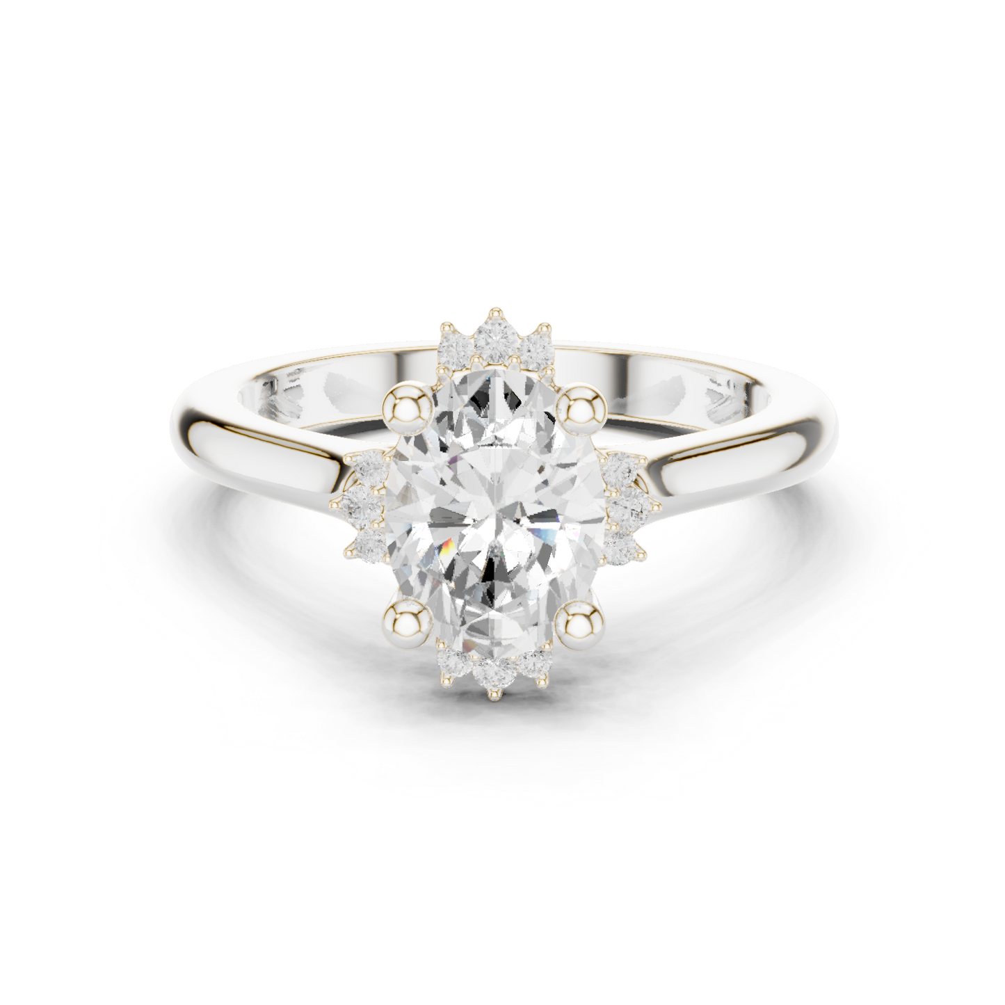 1.43ctw Oval Diamond Tiara Crown Cluster Halo Ring - Solid Gold