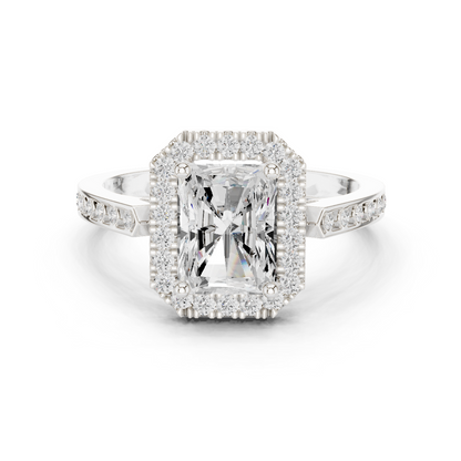 2.24 Carat Radiant Cut Diamond Halo Engagement Ring | Yellow Gold